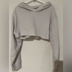 Cropped white hoodie